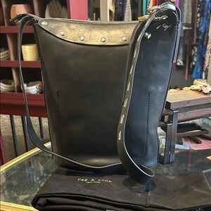 Rag & Bone Black Leather Belize Studded Large Bucket Bag with dust bag NWOT